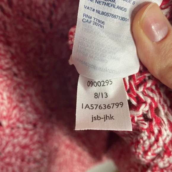 Tommy Hilfiger Heather red Diamond chunky knit cotton sweater with Pom-poms XL - Picture 10 of 10